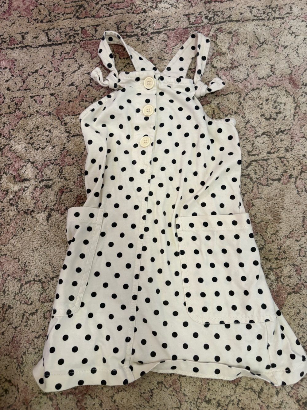 Crewcuts White Dress with Black Polka Dots